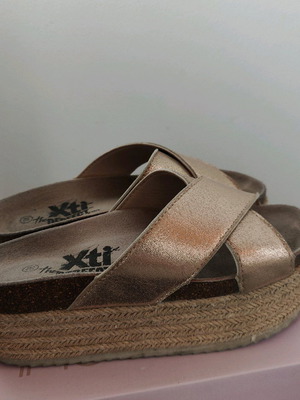 Xti rose gold platform sandals used, size 38