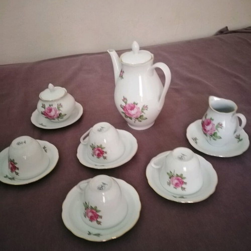 Antique wonderful espresso set for 4 people made of fine porcelain from Germany