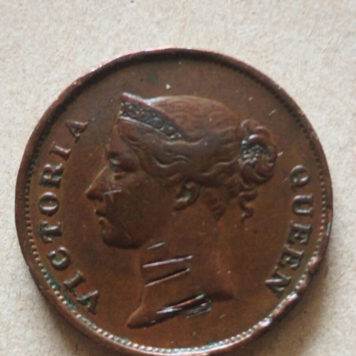 Old copper coin Malaysia 1 cent 1862 used