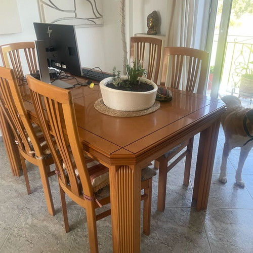 Dining table for 6 used, solid wood with extension