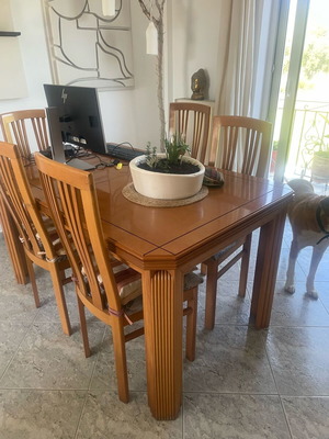 Dining table for 6 used, solid wood with extension
