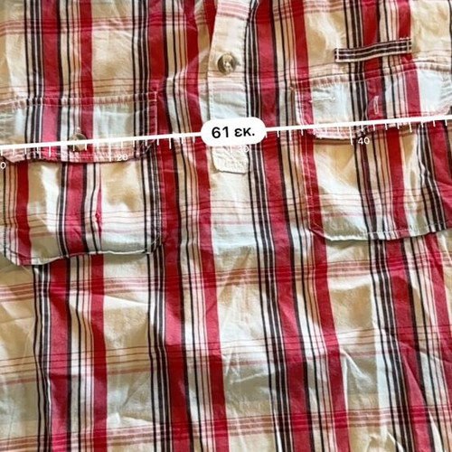Glou men's red and white plaid cotton shirt XL like new