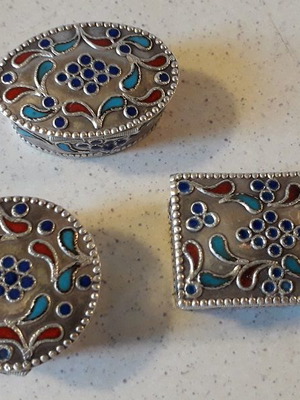 Silver Gianniotika boxes new, set of 3 with enamel