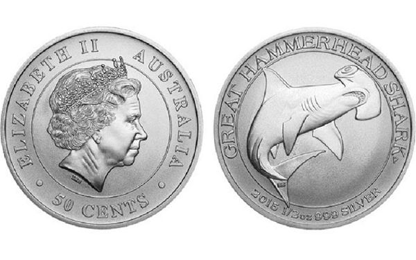  50 Cents 2015 - Elizabeth II 4th Portrait - Hammerhead Shark