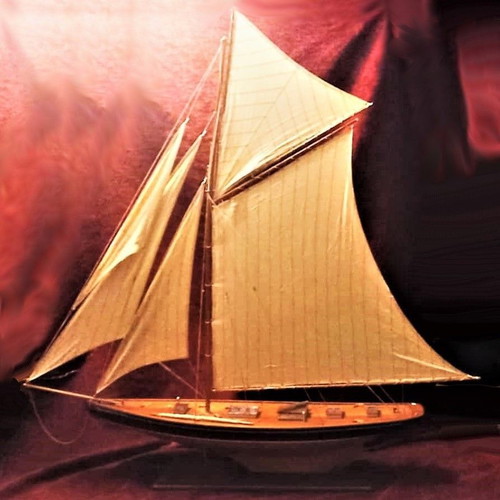 Wooden Handmade Racing Sailboat Like New Large Size