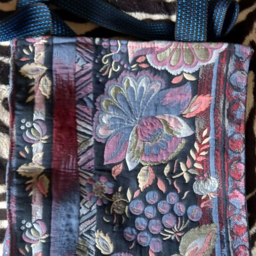 Brocade shoulder bag new, blue multicolor