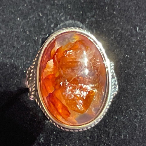 Fire Quartz Silver Ring one size