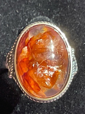Fire Quartz Silver Ring one size