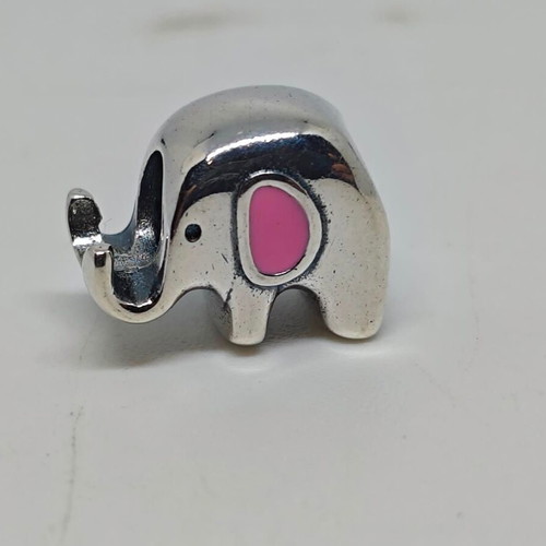 Silver Elephant Charm with Pink Enamel like new