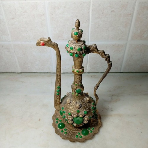 Decorative Oriental Jug used with green stones and pearls