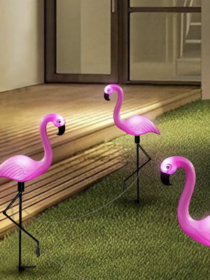 Solar flamingo garden lights set of 3