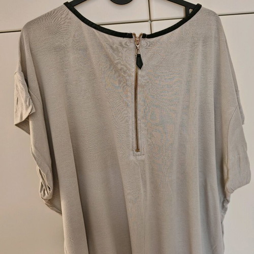 Loose Fit Blouse with Zipper Beige, Like New, Size M/L