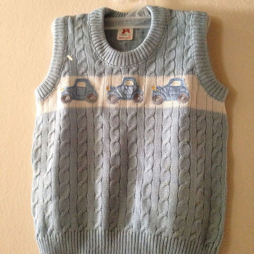 Knitted kids vest Gkantonas No3 vintage 90s turquoise multicolor new