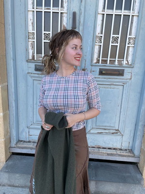 Burberry памучна тениска с 3/4 ръкав винтидж рядка