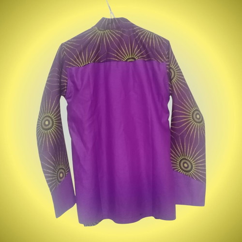 Jacket African Boho Style like new, purple and yellow sun pattern