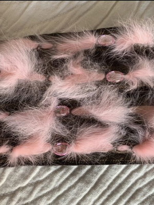 Moda per due satin belt like new, brown with pink feathers and stones