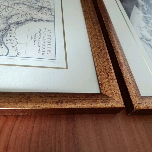 Decorative frame set with old Agrinio photo and historical Aetolia-Acarnania map like new