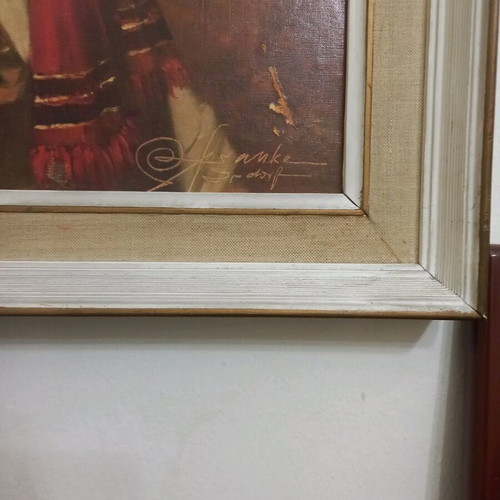 Oil painting framed used with signature