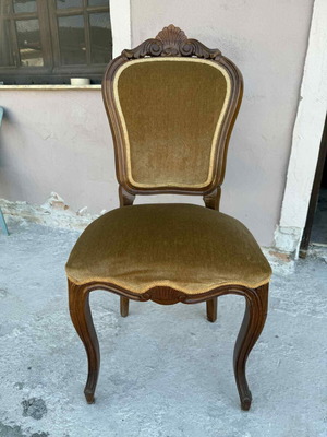 Vintage καρέκλα τραπεζαρίας με ύφασμα σαν καινούργιο