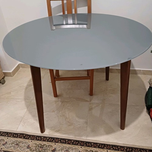 Ravenna wooden table with glass top used model Lucille