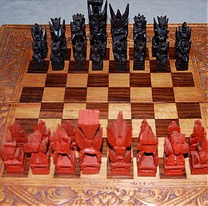 -50 % Σκάκι ξυλόγλυπτο αντίκα από το Μπαλί της Ινδονησίας