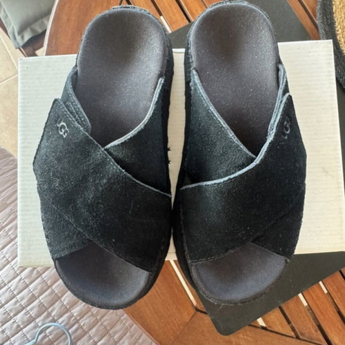 Ugg platform slippers black like new