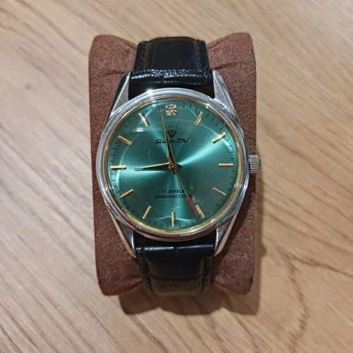 ZuanShi automatic wristwatch unisex, new with black leather strap