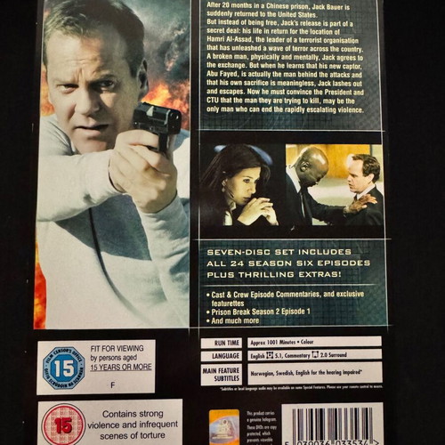 24 DVD like new, seasons 1-6 action, drama, thriller