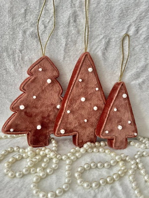 Handmade designer textile Christmas trees for hanging, new