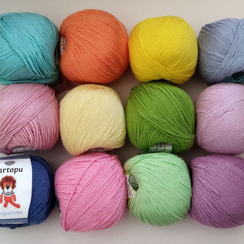 Kartopu Amigurumi knitting yarn set 12 pieces new cotton and acrylic