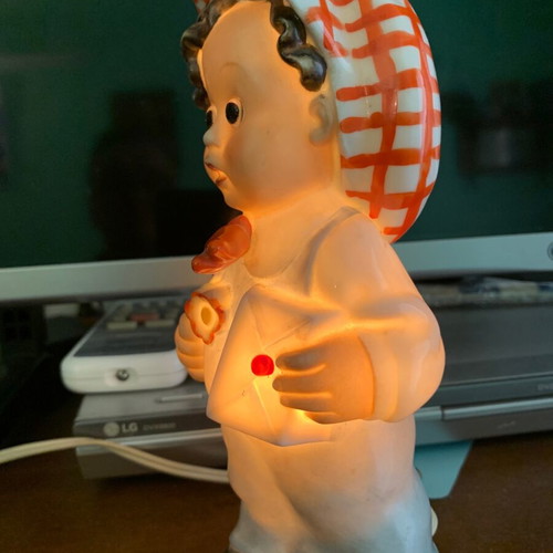 Table lamp used porcelain 1960s with 2.5m cable and switch