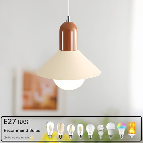Niuniaj Hanging Ceiling Lamp E27, adjustable cable 150 cm, cream and brown