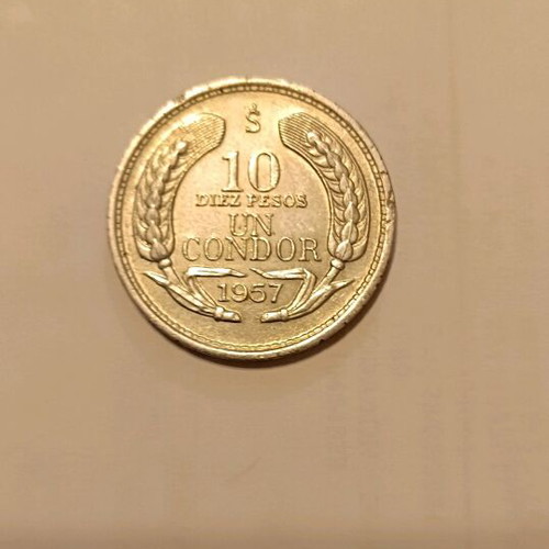 Chile 1957 coin 10 pesos like new