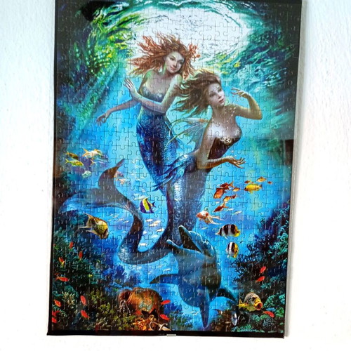 The Mermaids framed puzzle art like new 35x50cm