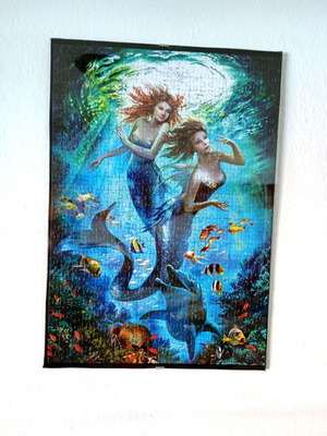The Mermaids framed puzzle art like new 35x50cm