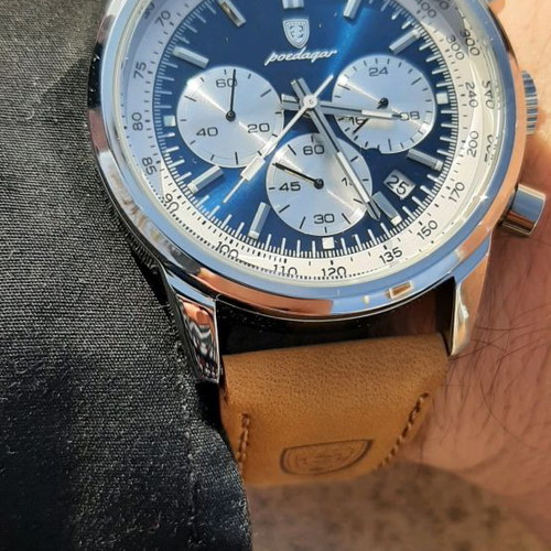 Chronograph watch new with leather strap