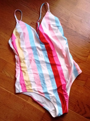 H&M One-Piece Swimsuit with Multicolor Stripes like new, size S
