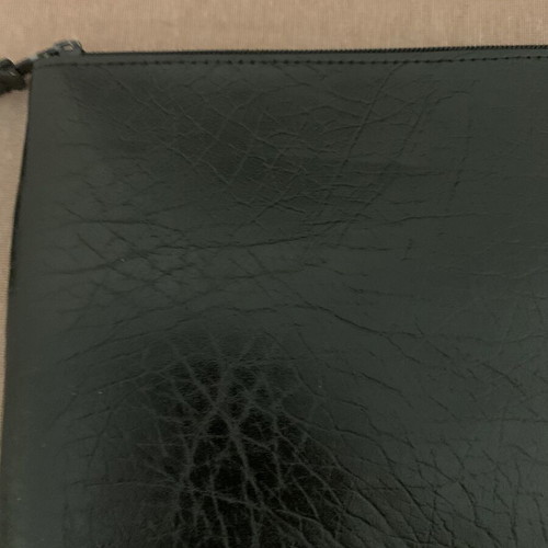 Clutch bag black with front zip pocket