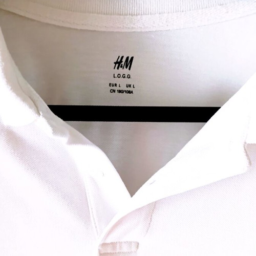 Polo shirt H&M large white like new, 100% cotton