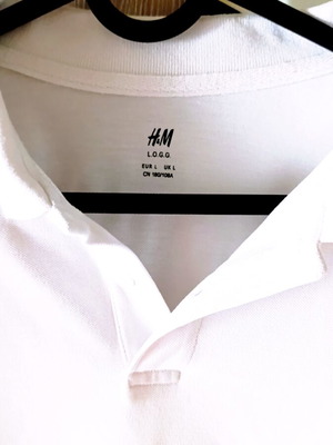Polo shirt H&M large white like new, 100% cotton