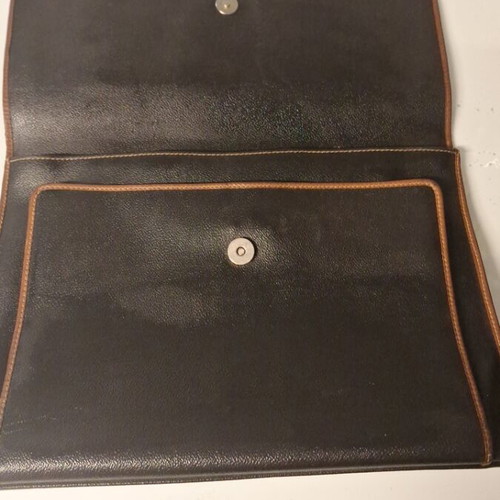 Trussardi women's leather briefcase used black with brown stitching