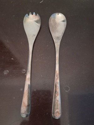 Salad tongs silver plated, like new, set of 2, 24 cm