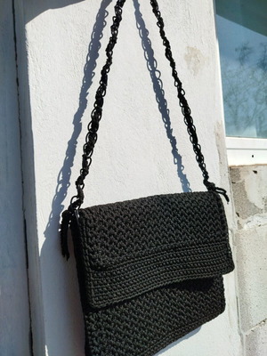 Knitted black shoulder envelope bag new handmade