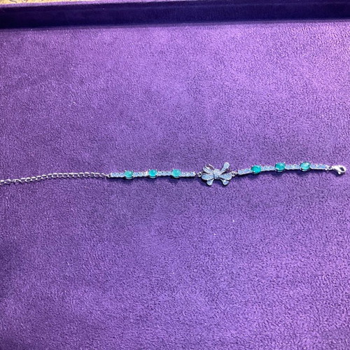 Silver bracelet with natural emeralds and certificate of authenticity new
