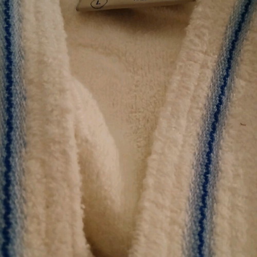 Alkion Large Bathrobe new cotton white with blue details