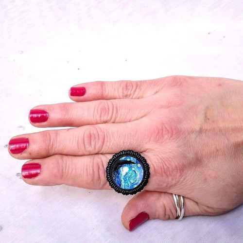 Starry Night Cabochon Ring Vincent Van Gogh new stainless steel