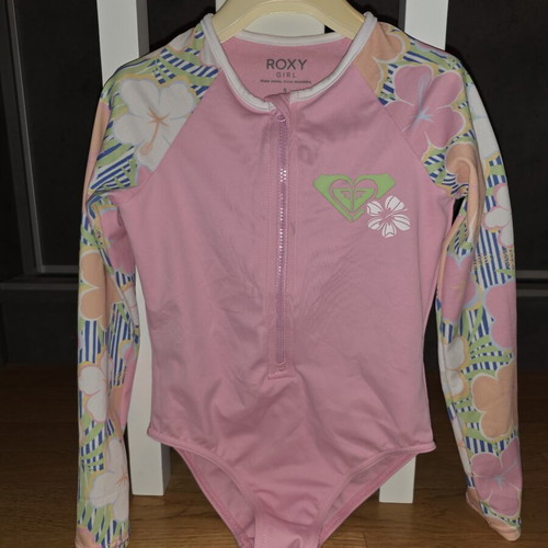 Roxy Girls' Swimsuit with Sleeves Like New, Pink, Age 5