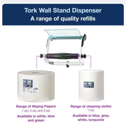 TORK Industrial Paper Roll Dispenser new, turquoise and white
