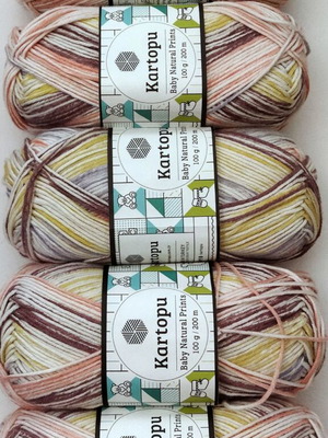 Kartopu Baby Natural Prints knitting yarn set of 5 new
