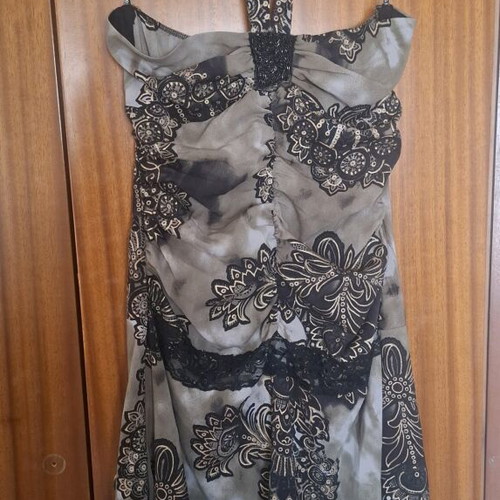 Morgan dress XS/S like new, olive with black and gold halter design